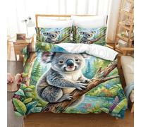 QADDKRTEV Koala Duvet Cover Set 3 PCS Hotel Quality Quilt Cover Bed Sets Bed Covers with Pillowcases with Zipper Closure Ultra Soft Hypoallergenic Microfiber King（220x240cm）