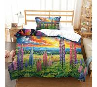 QADDKRTEV Lupin Duvet Cover Set 3 PCS Hotel Quality Quilt Cover Bedding Bed Covers with Pillowcases with Zipper Closure Ultra Soft Anti Allergic Microfiber Single(135x200cm)