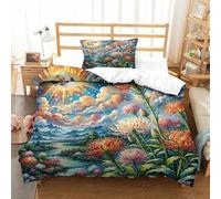 QADDKRTEV Protea Cynaroides Duvet Cover 3 PCS Hotel Quality Quilt Cover Bedding Bed Covers with Pillowcases with Zipper Closure Breathable Stylish Comforter Single（135x200cm）