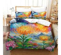 QADDKRTEV Protea Cynaroides Duvet Cover Set 3 PCS Hotel Quality Quilt Cover Bed Sets Bed Covers with Pillowcases with Zipper Closure Breathable Stylish Comforter Double(200x200cm)