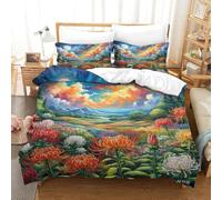 QADDKRTEV Protea Cynaroides Duvet Cover Set 3 PCS Hotel Quality Quilt Cover Bedding Bed Covers with Pillowcases with Zipper Closure Breathable Stylish Comforter Double(200x200cm)