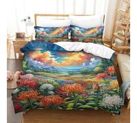 QADDKRTEV Protea Cynaroides Duvet Cover Set 3 PCS Hotel Quality Quilt Cover Bedding Bed Covers with Pillowcases with Zipper Closure Breathable Stylish Comforter Single（140x200cm）