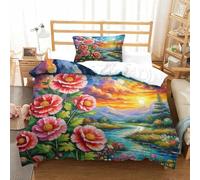 QADDKRTEV Protea Cynaroides Duvet Cover Sets 3 PCS Hotel Quality Quilt Cover Bed Sets Bed Covers with Pillowcases with Zipper Closure Breathable Stylish Comforter Single（135x200cm）