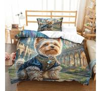 QADDKRTEV Yorkshire Terrier Duvet Cover Sets 3 PCS Hotel Quality Quilt Cover Bedding Bed Covers with Pillowcases with Zipper Closure Ultra Soft Anti Allergic Microfiber Single（135x200cm）