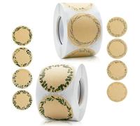 Qaestuan 1000 Pcs Round Adhesive Labels, Round Sealing Labels, Self Adhesive Round Thermal Labels, Dot Stickers, Kraft Paper Labels, for Glass Jars, Bakery Products