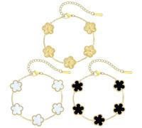 Qaestuan 3 Pieces Four Leaf Clover Bracelet, 18K Gold-Plated Clover Bracelets, Fashionable Exquisite Friendship Bracelet, Luxurious Lucky Bracelet, for Women and Girls