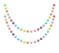 Qaestuan Pack of 2 Pompom Garland, Felt Balls, Pastel, Colourful Felt Balls Garlands with 60 Pieces Pompom, Multi-Purpose Felt Ball Garland, Wool Felt Ball Garlands, for Baby Bed Decoration, Birthday