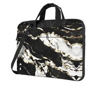 qahuopp Black And White Marble Texture Print Computer Bag Carrying Handle Laptop Bag Protect Case Pouch Fits 13 14 15.6 Inch Laptops