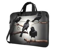 qahuopp Black Crow Birds On A Branch Print Computer Bag Carrying Handle Laptop Bag Protect Case Pouch Fits 13 14 15.6 Inch Laptops