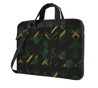 qahuopp Black Green And Gold Geometric Print Computer Bag Carrying Handle Laptop Bag Protect Case Pouch Fits 13 14 15.6 Inch Laptops