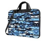 qahuopp Blue Camouflage Print Computer Bag Carrying Handle Laptop Bag Protect Case Pouch Fits 13 14 15.6 Inch Laptops