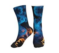 qahuopp Blue Flame Print Cozy Women'S Socks Mens Crew Socks Cushioned Socks For Athletic Running Traveling Daily