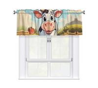 qahuopp Cartoon Milk Cow Print Curtain Valances Short Window Valance Curtains,For Living Room Bedroom Kitchen 54x18 In