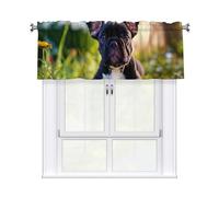qahuopp Cute Black Pug Dog Print Curtain Valances Short Window Valance Curtains,For Living Room Bedroom Kitchen 54x18 In