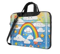 qahuopp Rainbow Clouds Raindrop Print Computer Bag Carrying Handle Laptop Bag Protect Case Pouch Fits 13 14 15.6 Inch Laptops