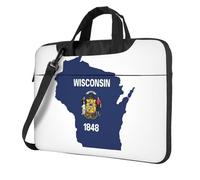 qahuopp Wisconsin State Flag Map Print Computer Bag Carrying Handle Laptop Bag Protect Case Pouch Fits 13 14 15.6 Inch Laptops