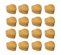 Qaixwuyi Cndele Jewellery 16 Pieces Metal Tin Heart Shape Tin Candle with Lid Empty Tin Gold Heart Tin Gift Heart Shape Small Metal Sealed Boxes