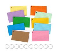 Qaixwuyi Index Card Set 500 Sheets Index Cards Lined Flashcards with Ring Kraft Paper Cards 10 Colours Cards for Vocabulary Learning Flashcards for Learning Formulas Notes School Supplies A7