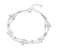 QAJXKZRQF Pink diamond white diamond double-layer clover bracelet, women's light luxury, small fresh temperament, niche exquisite birthday gift 2026 new item