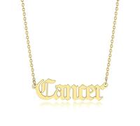 QAJXKZRQF Titanium steel gold-plated ancient English zodiac necklace, suitable for birthdays and various holidays as gifts for family and friends according to zodiac signs
