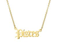 QAJXKZRQF Titanium steel gold-plated ancient English zodiac necklace, suitable for birthdays and various holidays as gifts for family and friends according to zodiac signs