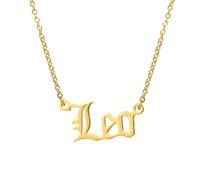 QAJXKZRQF Titanium steel gold-plated ancient English zodiac necklace, suitable for birthdays and various holidays as gifts for family and friends according to zodiac signs