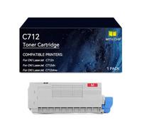 QALOP C712 Toner Cartridges Compatible 46507616 46507615 46507614 46507613 | Replacement for OKI C712 Toner Cartridge for C712n C712dn C712dnw Printer, with chip(Magenta)