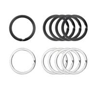 Qalviora 20Pcs Keyring Rings, Flat Keyring Loops, 30MM Split Rings for Keyrings,Plain Keyrings for Home Keys Organization and Craft Making, Black and Silver