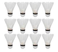 Qalvona 12pcs Feather Badminton Balls Shuttlecocks, Indoor Outdoor Sports Accessory, Durable and Elastic - Fiber and Duck Feather, Reusable Tube Packaging