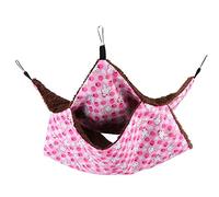 Qalvona Double Layer Warm Hammock Hanging Bed for Small Pets, Pink Rabbit Design, Soft Sleeping Bag for Squirrels and Birds - Durable Polyester Material, Four Seasons Use, Versatile Nest (Large Size)