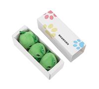 Qalvona Plaid Ball Cat Toy Set, Plush Frog Shape with Bell Rattle, 3 Pack Green Balls - Soft and Safe Material, Interactive Play for Stress Relief and Exercise