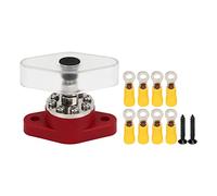 Qalvona Power Distribution Block Bus Bar, 3 / 8in Battery Junction Block Stud Post, 300A Maximum Current - Heavy Duty Tinned Brass, Stable Current Transmission, Fit for Vehicle