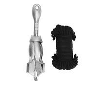Qalvona Universal Boat Carbon Steel Folding Grapnel 1.5kg with 20m Rope - Rustproof Durable Design, Heavy Duty Holding Power for Marine Use