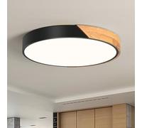 Qamra LED Ceiling Light, Black Wooden Ceiling Light 40 cm, 36 W