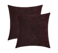 Qanatmz Plum Purple Chenille Decorative Couch Throw Pillow Covers, Soft Cushion Cases for Home Livingroom Sofa Décor, Pack of 2, 18 x 18 Inches