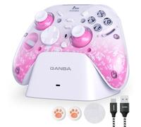 qanba Phantom Multi-Mode Smart Wireless Controller for Windows PC and Android and iOS and TV，PC Controller With Hall-Effect Joysticks，Tri-Mode Connection (2.4G/Bluetooth/Wired) (Pink)