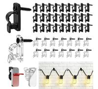QanGHerti 50Pcs Outdoor String Light Hooks, 35 Black +15 Clear, Screw & Self-Adhesive Festoon Fairy Light Clips, Weatherproof Hanging Hooks for Fence, Gutter, Patio & Christmas Outdoor Decor