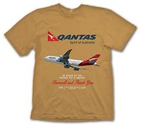 QANTAS 50 Years of The Boeing 747 Farewell T-Shirt (as8, Alpha, x_l, Regular, Regular) Brown