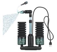 QANVEE Aquarium Sponge Filter Bubbler with Ultra Quiet Water Pump and Ceramic Balls for Fish Shrimp Breeding Tank (Filter S(6-30 Gallon))
