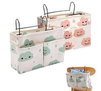 Qanye 2 Pieces Bedside Pocket Storage Bag, Bed Caddy Hanging Organizer, Bedside Hanging Storage Basket, Bed Pockets Baskets, for Office, Kitchen, Bedroom (Green, Pink)