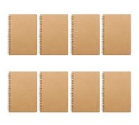 Qanye 8 Pieces Lined Paper Notepad, Kraft Cover Notebooks, Spiral Notebook, A5 Notepad, Lined Paper 50 Sheets 100 Pages, for Home School Travel Writing
