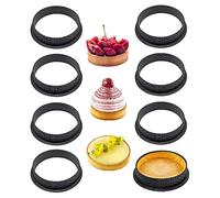 Qanye 8 Pieces Mousse Mold, Cake Mold, Cake Mold Mousse, Black Round Plastic Perforated Mousse Mold, for DIY Baking Dessert Ring Tools