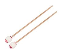 QANYEGN 1 Pair Marimba Mallets, Maple Handle Medium Hard Mallets, Wool Ball Sticks Percussion Playing Accessories (White-Headed Wooden Pole)