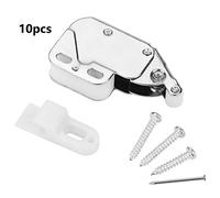 QANYEGN 10PCS Mini Tip Cupboard Touch Catch Latch Lock, Steel Door Latch and Plastic Lock Hook, Bounce Cabinet Door Latch for Cupboard Cabinets Door