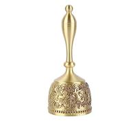 QANYEGN Hand Call Bell, Solid Brass Gold Hand Call Bell, 4.7in Long Dinner Bell for Wedding, Party, Family, Bar, Office, Dinner
