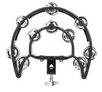 QANYEGN Hi Hat Tambourine Drum Set, Multifunctional Hand Bell Rattle with Double Row Bells, Tamborines Musical Instrument Adult for Ktv and Live Performances