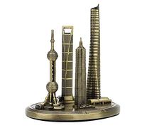 QANYEGN Shanghai Architecture Collectible Model, the Oriental Pearl Tower and the World Financial Center Souvenir, Suitable for Home, Office or As Gifts(Small-Bronze)