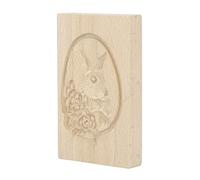QANYEGN Wooden Cookie Dies, Gingerbread Cookie Stamp, Carved Biscuit Press Stamp Dies for Home Kitchen Baking (Rabbit and Flower)