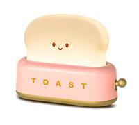 QANYI Cute Desk Decor Toaster Lamp, Kawaii LED Toast Bread Night Light Rechargeable and Portable Light with Timer, Christmas Gifts Ideas for Baby Kids Girls Teens Teenages, Pink, 5.28x2.13x3.86