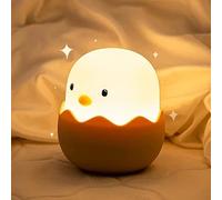 QANYI Egg Nightlight for Baby Nursery, Soft Kawaii Small Chicken Table Lamp with Rechargeable and Dimmable, Silicone Touch Sensor Birthday Gift Ideas for Baby Toddler Newborns Children Girls